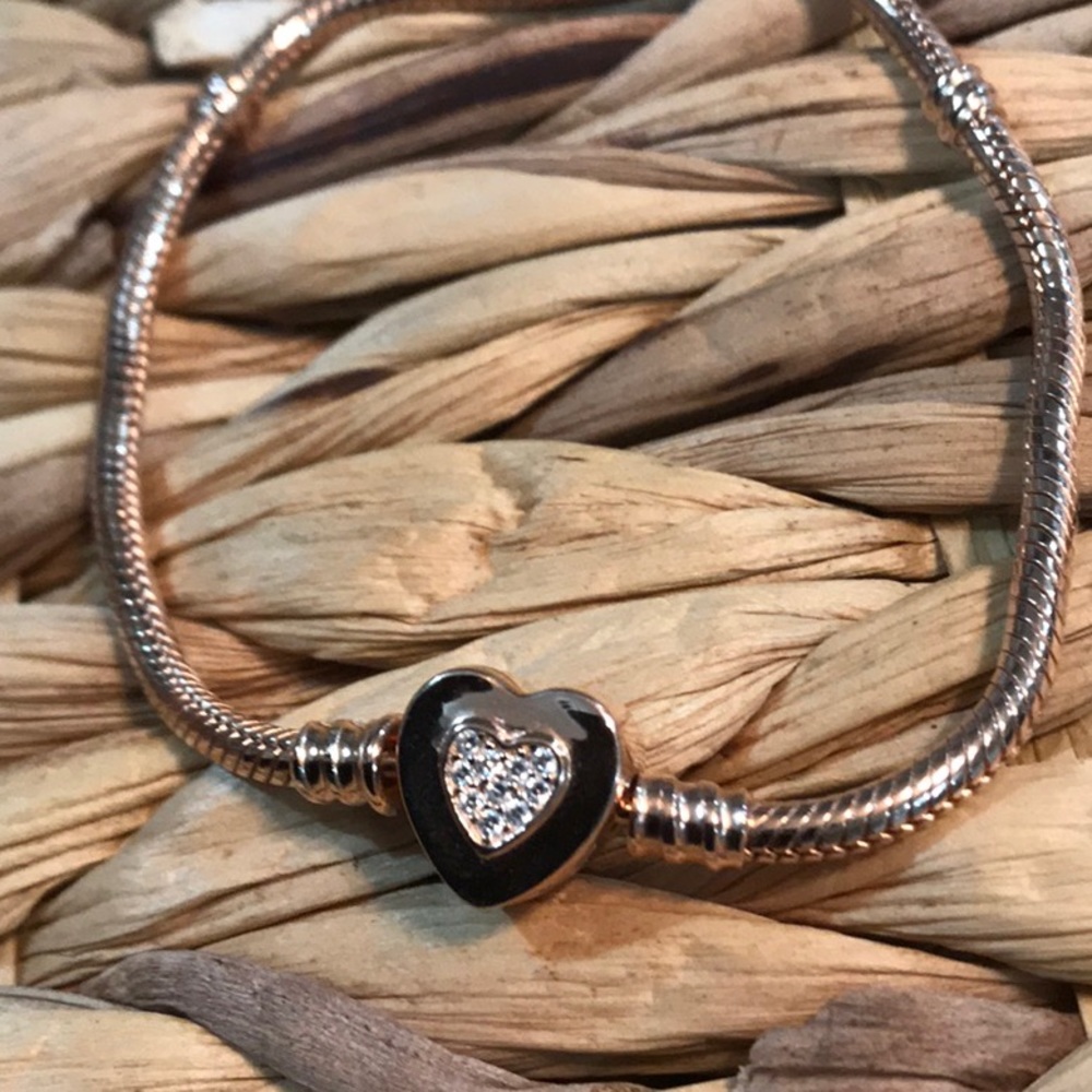 Rose Silver Heart Bracelet
